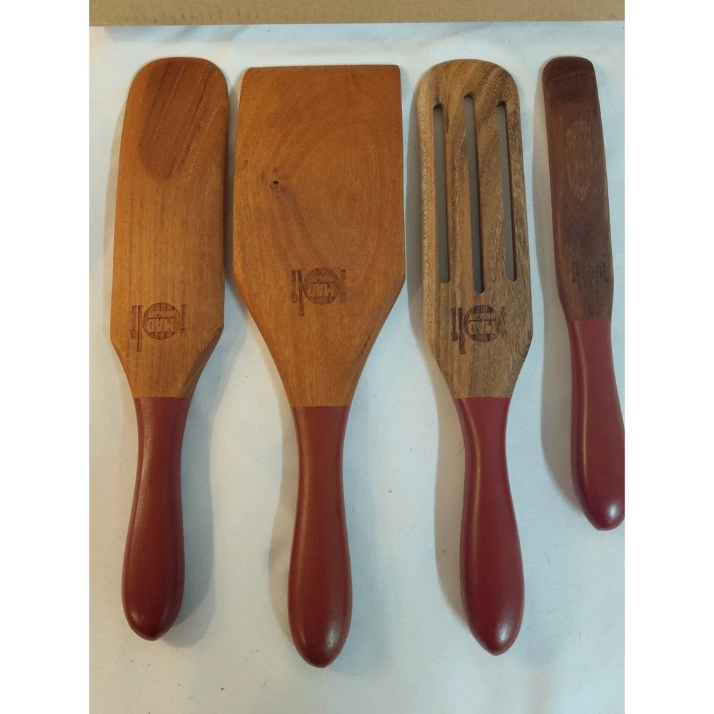 Mad Hungry 4 Pc Acacia Wood Spurtle Set Spatula Utensils As Seen On TV New